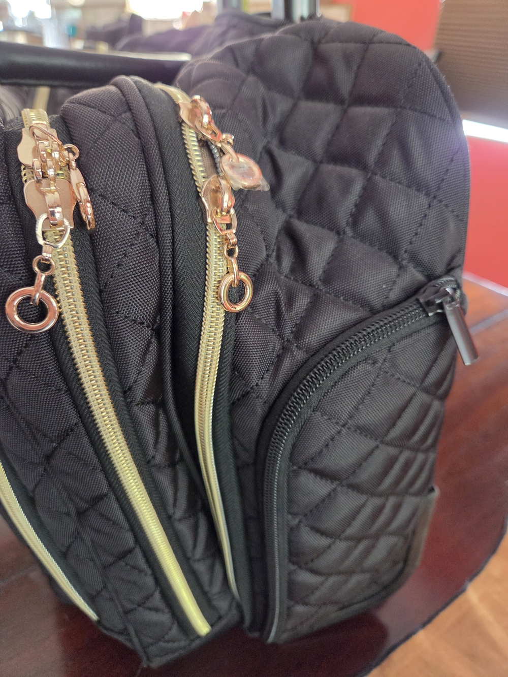 Quilted Black Travel Rolling Tote - Women's Carry-On. Very light use. - Picture 8 of 14